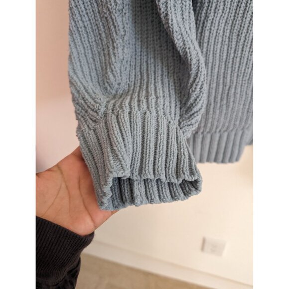 AERIE Women’s Cozy Up Oversized Knitted Chunky Ribbed BLUE Sweater XL - Picture 3 of 7